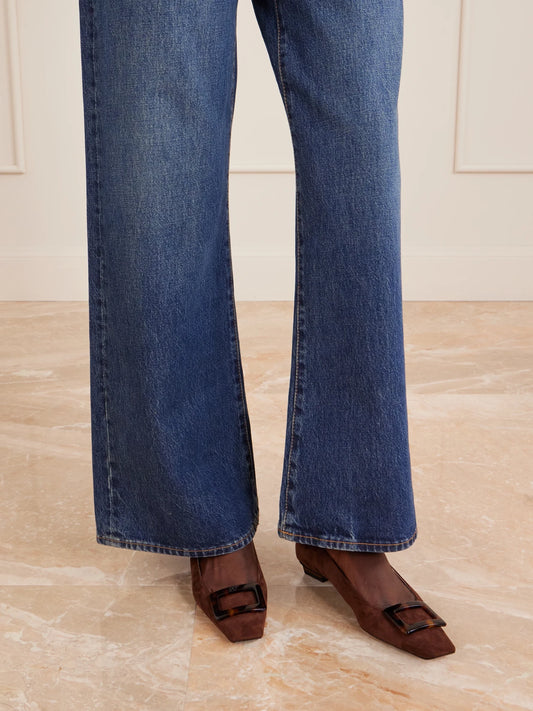 Roger Belle Vivier Buckled Suede Ballet Flats