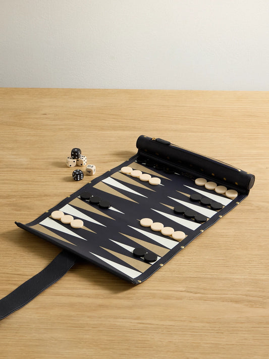 Smythson Panama Printed Textured-leather Backgammon Roll