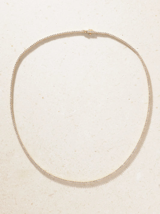 The Essential Dainty 14-karat Gold Diamond Tennis Necklace
