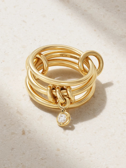 Piera Set Of Three 18-karat Gold Diamond Rings