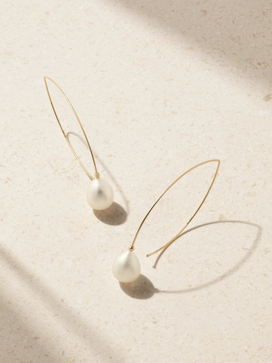 Medium 14-karat Gold Pearl Earrings