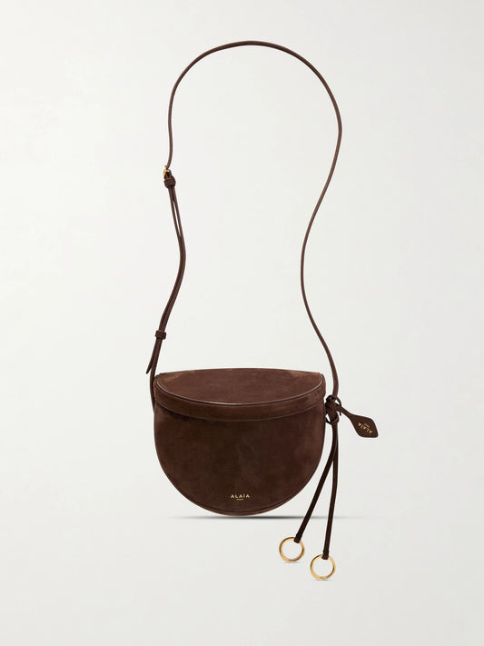 Le Click Leather-trimmed Nubuck Shoulder Bag