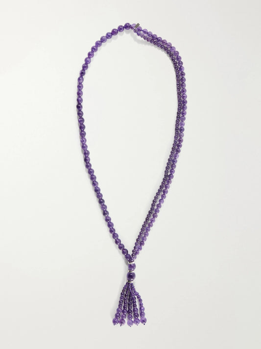 Venice Opera Tasseled Sterling Silver Amerthyst Necklace