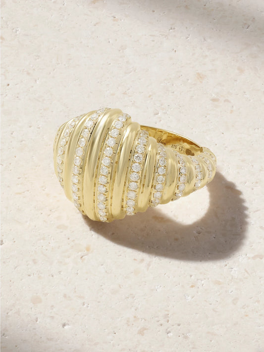 Berlingot 9-karat Gold Diamond Ring