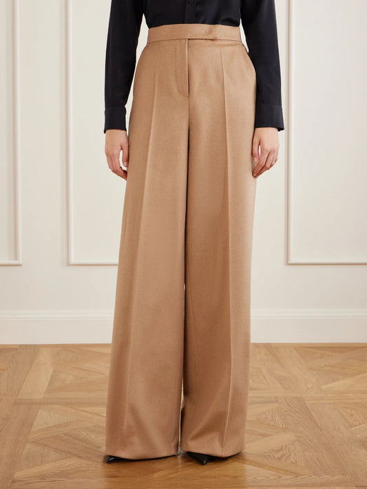 Max Mara Camel Wool Wide-leg Pants