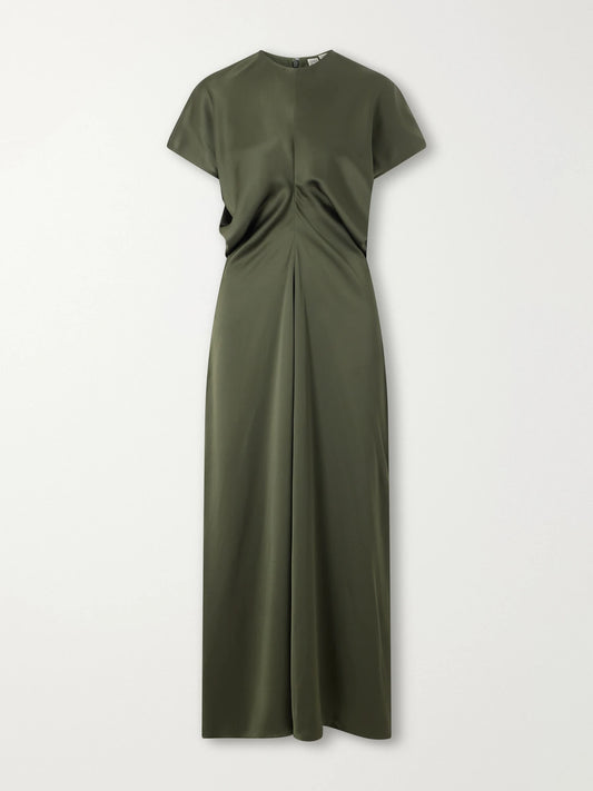 TOTEME Draped Crepe Satin Maxi Dress