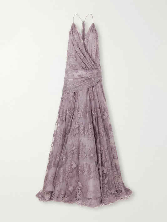 Zimmermann Clash Draped Lace Gown