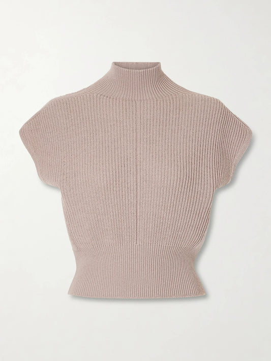 Ribbed Wool Turtleneck Top