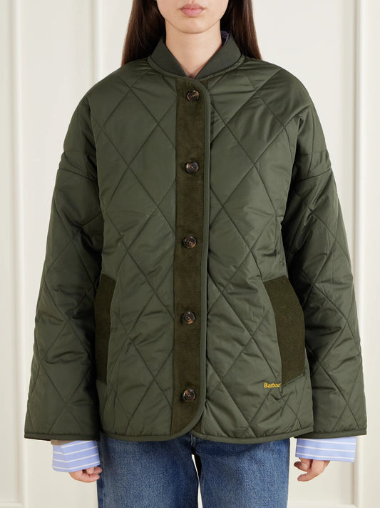 Barbour Abercorn Corduroy-trimmed Shell Quilted Jacket