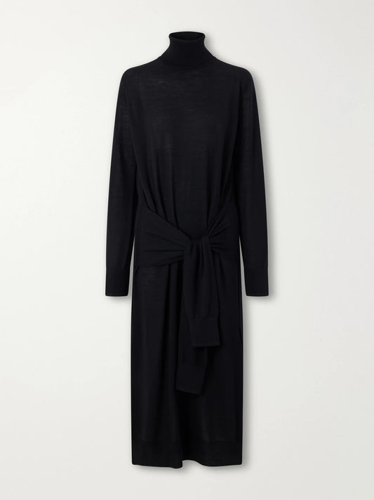 TOTEME Tie-detail Wool And Silk-blend Midi Dress