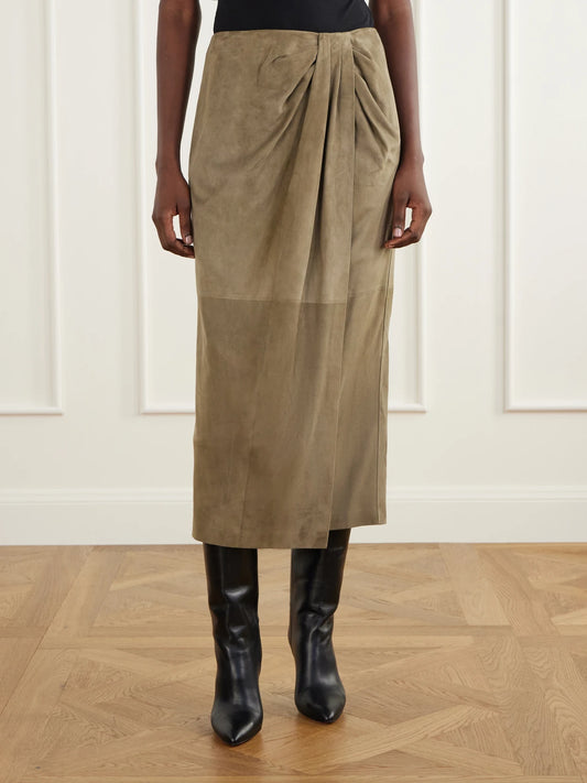 Ralph Lauren Collection Teegan Suede Midi Skirt