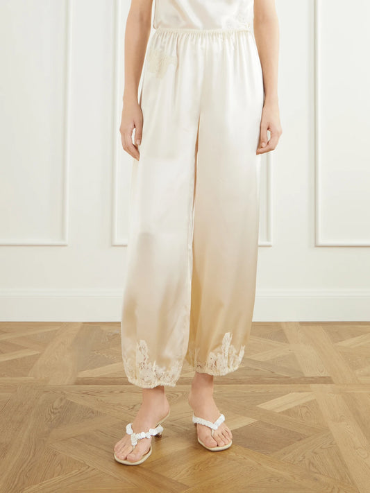 DÔEN Yaria Tapered Silk Satin Pants