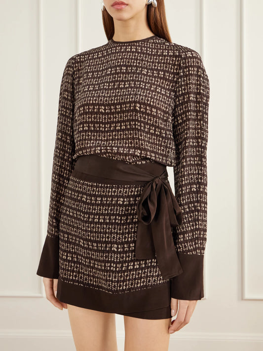 SIR. Astrid Wrap-effect Printed Crepe Mini Dress