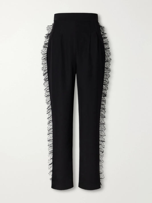 Rodarte Lace-trimmed Twill Straight-leg Pants