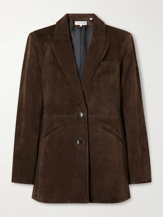 Veronica Beard Maci Dickey Paneled Suede Blazer