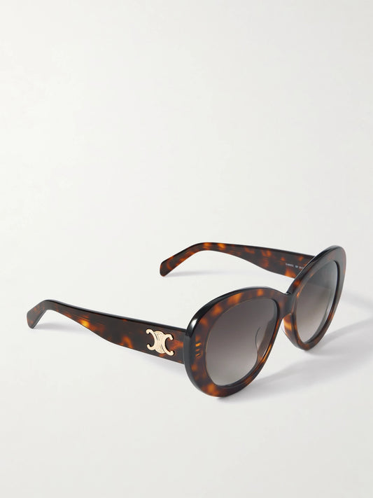 Triomphe Round-frame Tortoiseshell Acetate Sunglasses
