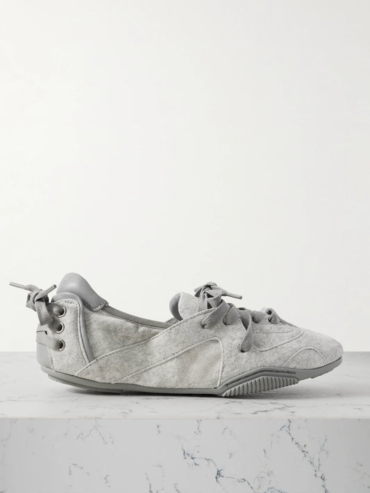 Acne Studios Leather-trimmed Suede Ballet Flats