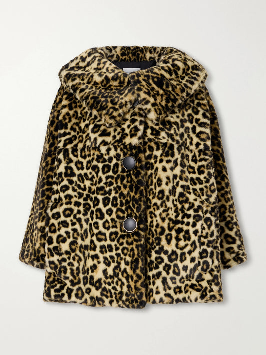 Givenchy Cape-effect Leopard-print Plush Coat