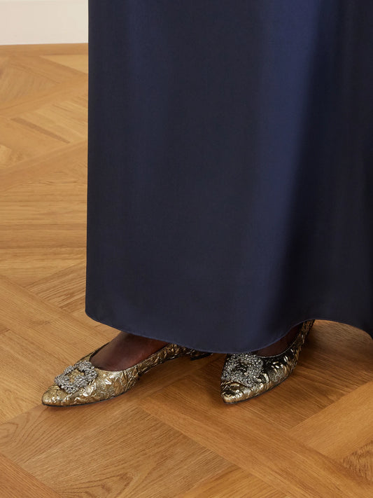 + Emilia Wickstead Hangisi Crystal-embellished Metallic Jacquard Ballet Flats