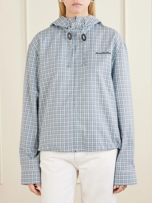 Ofass Summery Logo-embroidered Checked Cotton Jacket