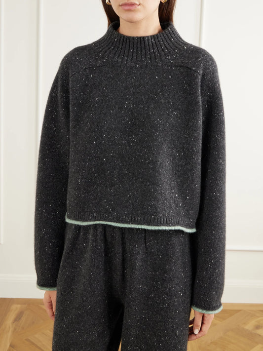 Calle Del Mar Cropped Donegal Cashmere Turtleneck Sweater