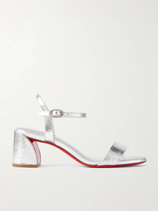 Miss Jane 55 Metallic Textured-leather Sandals