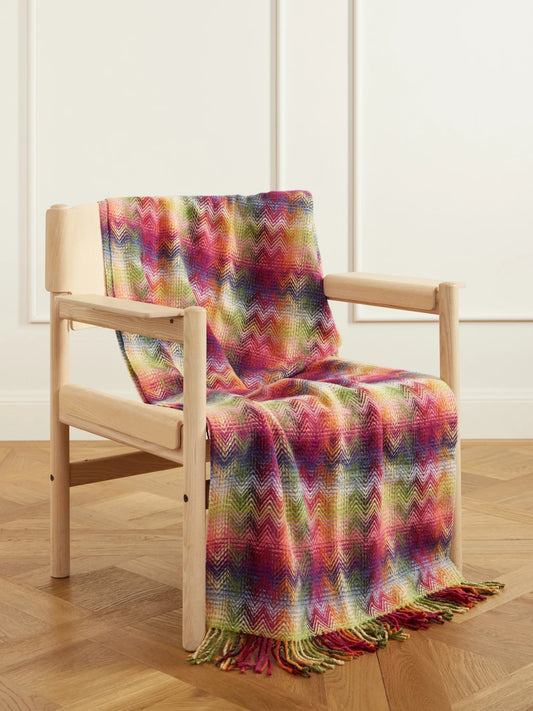 Montgomery Fringed Striped Recycled Wool-blend Throw