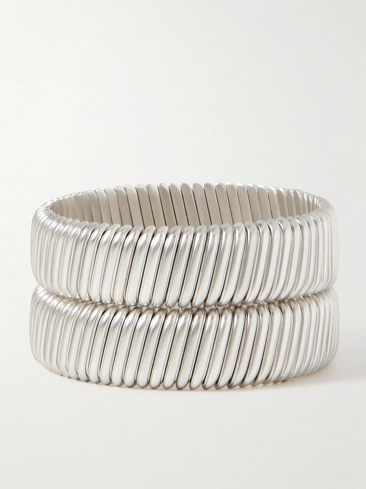 Rolling Set Of Two Silver-tone Bracelets