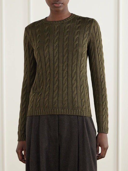 Ralph Lauren Collection Cable-knit Silk-blend Sweater