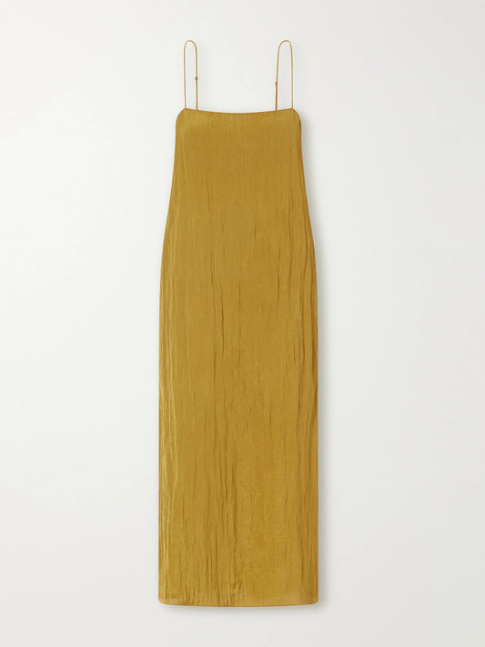 Tibi Crinkled Satin Midi Dress