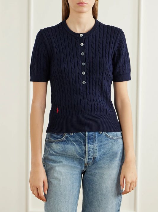 Polo Ralph Lauren Cable-knit Cotton Henley Sweater