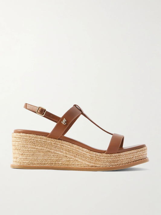 Theia 60 Leather Espadrilles Wedge Sandals