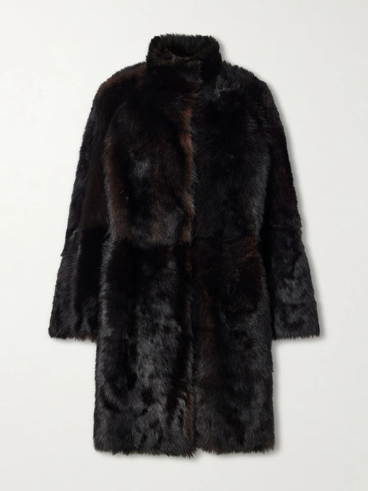 Nour Hammour Blaise Paneled Shearling Coat
