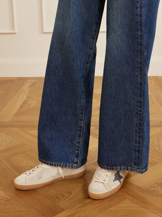 Super-star Distressed Glittered Leather-trimmed Suede Sneakers