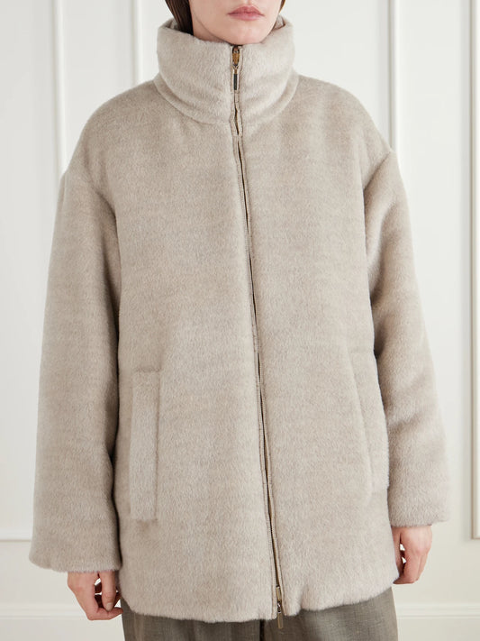 Max Mara Arancio Reversible Brushed Alpaca And Virgin Wool-blend And Shell Down Jacket
