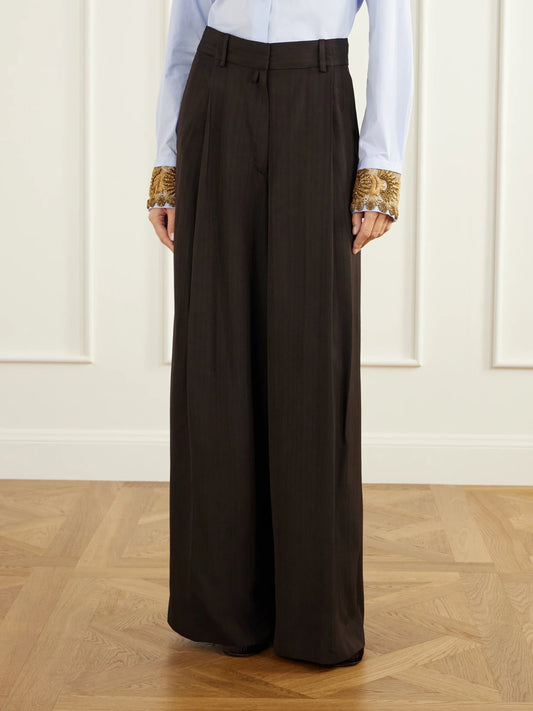 Dries Van Noten Pinstriped Crepe Wide-leg Pants