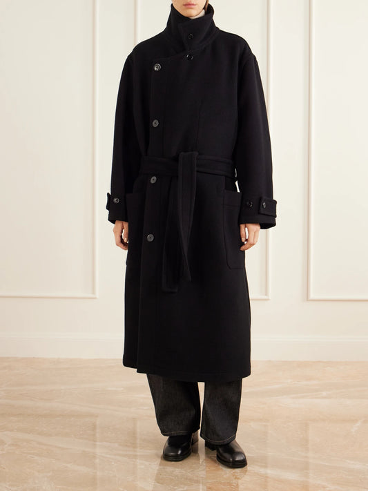 LEMAIRE Belted Double-breasted Wool-felt Coat