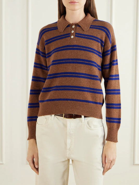 &Daughter Edith Striped Wool Polo Sweater