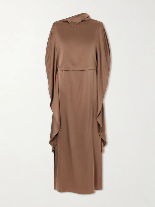 Ruohan Ikra Cape-effect Draped Silk-habotai Maxi Dress