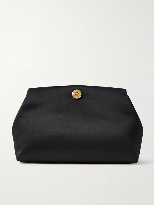 Liffner Leather-trimmed Satin Clutch