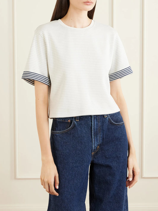 Striped Cuff Pima Cotton T-shirt