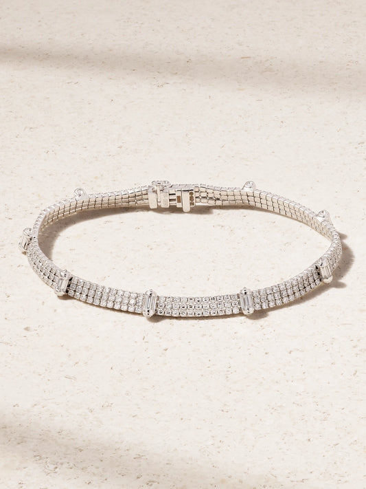 Triple Thread Ripple 18-karat White Gold Diamond Bracelet