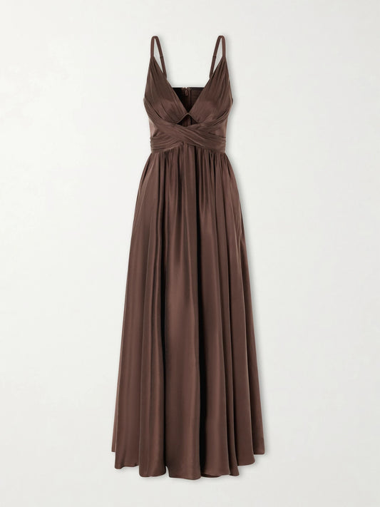 Zimmermann Draped Silk Satin Maxi Dress