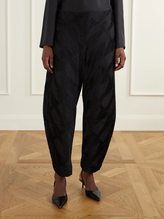 RÓHE Plissé Satin Tapered Pants