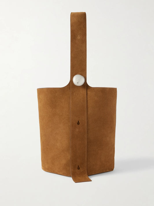 Pebble Embellished Suede Bucket Bag