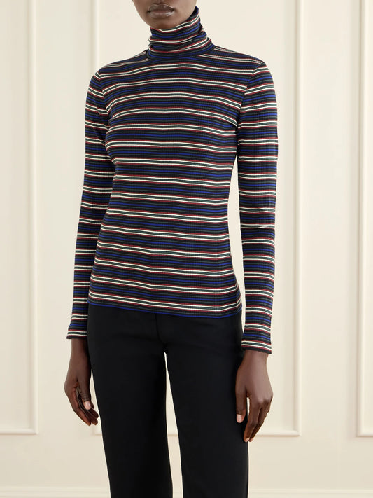 Dries Van Noten Striped Ribbed Cotton-blend Turtleneck Sweater