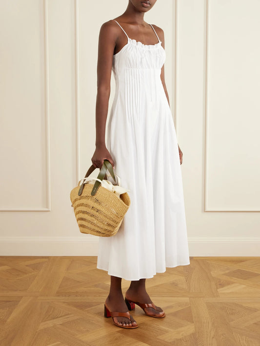 MUUÑ Chantelle Leather-trimmed Raffia Tote