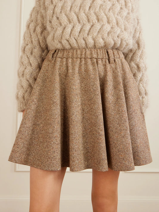 Pleated Wool-blend Tweed Mini Skirt