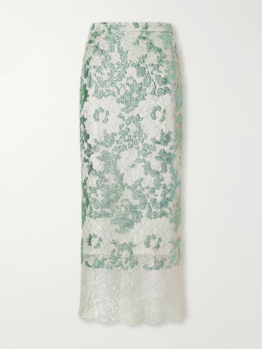 Costarellos Tamlin Sequin-embellished Lace Midi Skirt