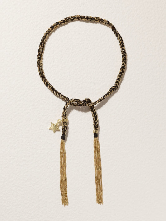 Lucky Health + Star 18-karat Gold And Silk Bracelet